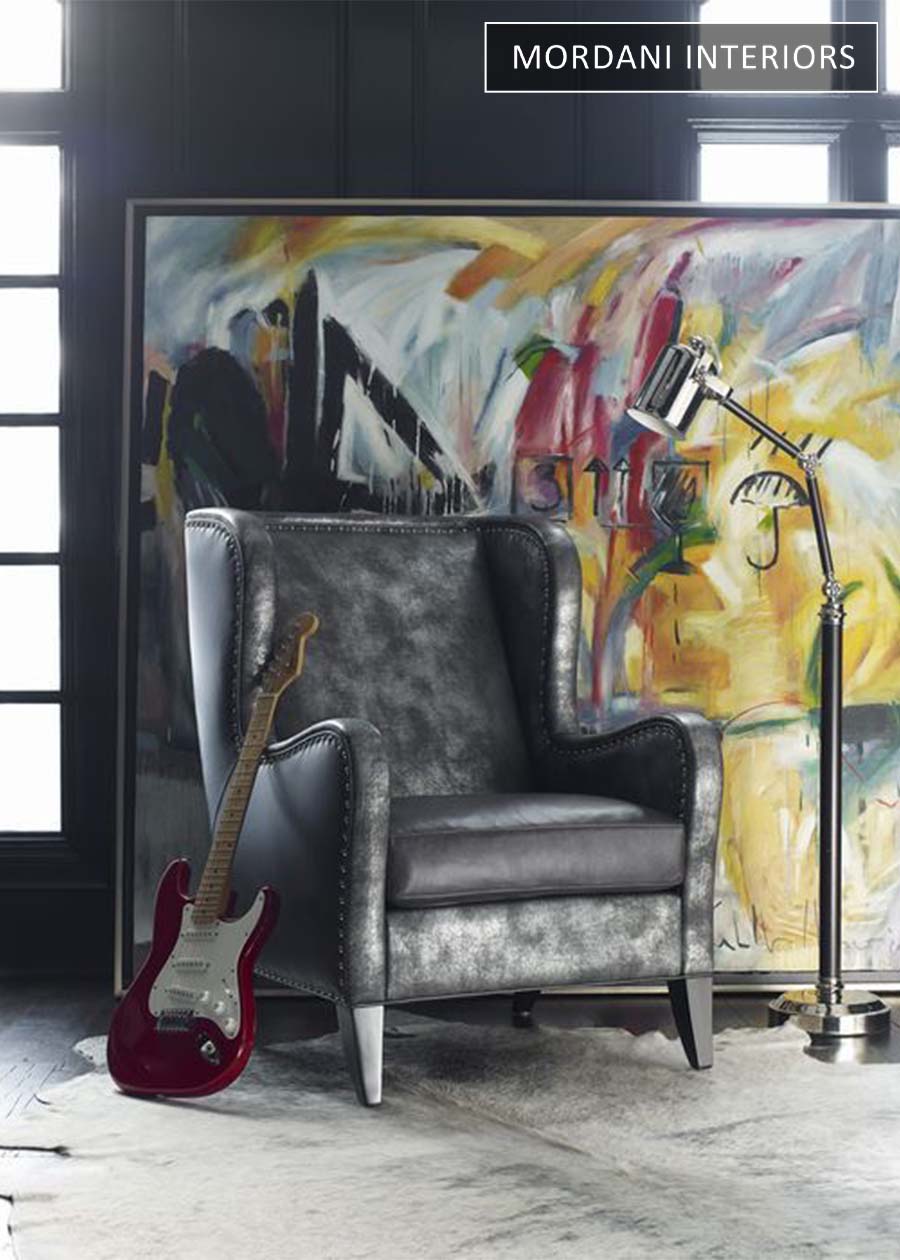 Metallic Vintage Grey Faux Leather Upholstery
